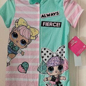 L.O.L. Always Fierce! Size 8 Sleepwear one piece Zip up with Hood